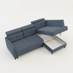 FN Design Narożnik rozkładany z regulowanymi zagłówkami niebieski WONDER prawy