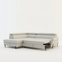 Narożniki|Instilo Narożnik rozkładany z regulowanymi zagłówkami jasnoszary ROMEO prawy