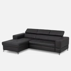 Narożniki|Trend Line Narożnik rozkładany z regulowanymi zagłówkami czarny TORINO lewy