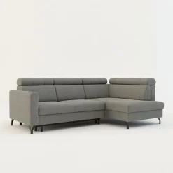 FN Design Narożnik rozkładany z regulowanymi zagłówkami szary TULIA prawy