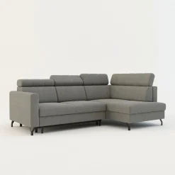 FN Design Narożnik rozkładany z regulowanymi zagłówkami szary TULIA prawy