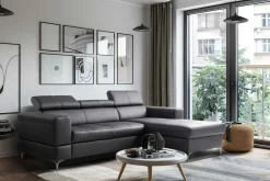 Trend Line Narożnik rozkładany z regulowanymi zagłówkami czarny TORINO prawy