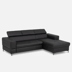 Trend Line Narożnik rozkładany z regulowanymi zagłówkami czarny TORINO prawy