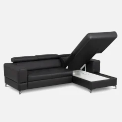 Trend Line Narożnik rozkładany z regulowanymi zagłówkami czarny TORINO prawy