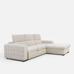 Narożniki|inny Narożnik rozkładany z regulowanymi zagłówkami jasnobeżowy SAVOY prawy