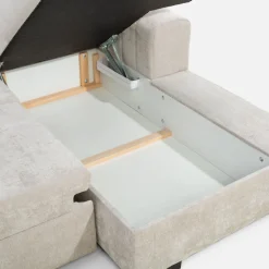 Narożniki|inny Narożnik rozkładany z regulowanymi zagłówkami jasnobeżowy SAVOY prawy