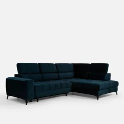 Werdomo Narożnik rozkładany z regulowanymi zagłówkami granatowy ASTOLA prawy