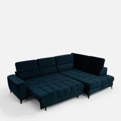 Werdomo Narożnik rozkładany z regulowanymi zagłówkami granatowy ASTOLA prawy