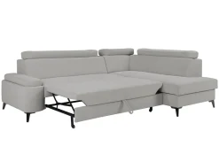 Narożniki| Narożnik rozkładany z regulowanymi zagłówkami jasnoszary LUGANO 2 prawy