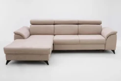 Exline Narożnik rozkładany z regulowanymi zagłówkami beżowy PABLO NEW lewy