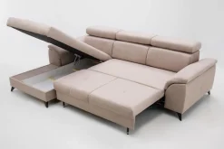 Exline Narożnik rozkładany z regulowanymi zagłówkami beżowy PABLO NEW lewy