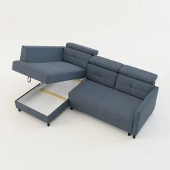 FN Design Narożnik rozkładany z regulowanymi zagłówkami niebieski WONDER lewy