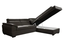 Trend Line Narożnik skórzany brązowy z regulowanymi zagłówkami TOWN