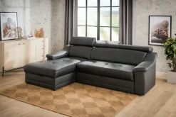 Impresti Narożnik skórzany czarny ALBA lewy