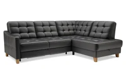 Impresti Narożnik skórzany czarny MALMO prawy