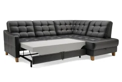 Impresti Narożnik skórzany czarny MALMO prawy