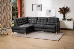 Impresti Narożnik skórzany czarny MALMO lewy