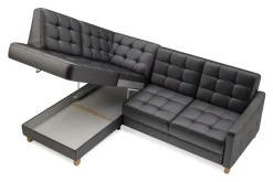 Impresti Narożnik skórzany czarny MALMO lewy