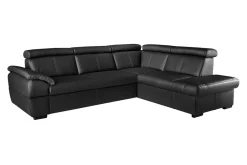 Narożniki|Trend Line Narożnik skórzany czarny z regulowanymi zagłówkami TOWN