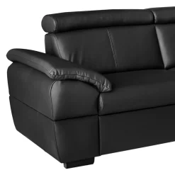 Narożniki|Trend Line Narożnik skórzany czarny z regulowanymi zagłówkami TOWN