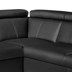 Narożniki|Trend Line Narożnik skórzany czarny z regulowanymi zagłówkami TOWN