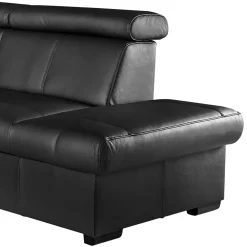 Narożniki|Trend Line Narożnik skórzany czarny z regulowanymi zagłówkami TOWN