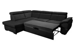 Trend Line Narożnik skórzany czarny z regulowanymi zagłówkami TOWN