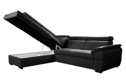 Trend Line Narożnik skórzany czarny z regulowanymi zagłówkami TOWN