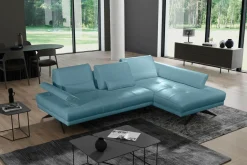 Trend Line Narożnik skórzany niebieski LAZUR lewy