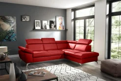 Trend Line Narożnik skórzany rozkładany czerwony MIO prawy