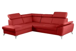 Trend Line Narożnik skórzany rozkładany czerwony MIO lewy