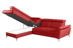 Trend Line Narożnik skórzany rozkładany czerwony MIO lewy