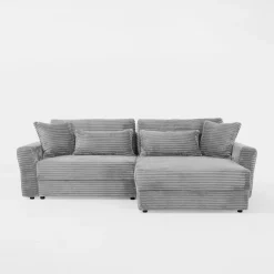 Narożnik sztruksowy jasnoszary NOEMI prawy