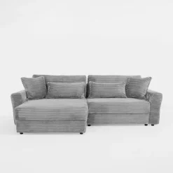 Narożnik sztruksowy jasnoszary NOEMI lewy