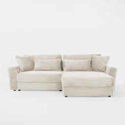 Narożnik sztruksowy kremowy NOEMI prawy