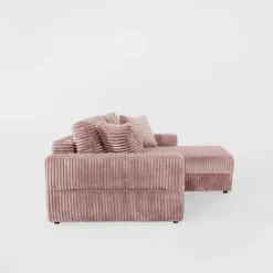 Narożnik sztruksowy pudrowy róż NOEMI prawy