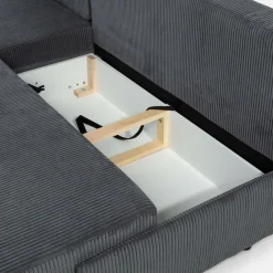 Fresh Narożnik sztruksowy rozkładany grafitowy HONEY