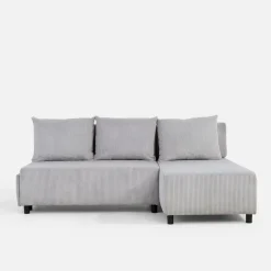 Fresh Narożnik sztruksowy rozkładany jasnoszary HONEY