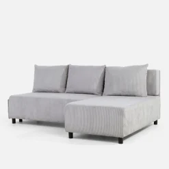 Fresh Narożnik sztruksowy rozkładany jasnoszary HONEY