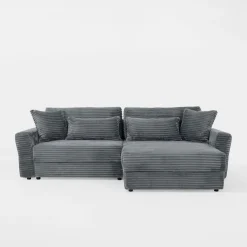 Narożniki| Narożnik sztruksowy szary NOEMI prawy