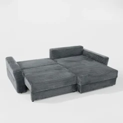 Narożniki| Narożnik sztruksowy szary NOEMI prawy