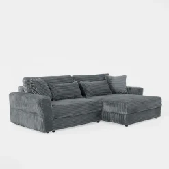 Narożniki| Narożnik sztruksowy szary NOEMI prawy