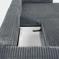 Narożniki| Narożnik sztruksowy szary NOEMI prawy