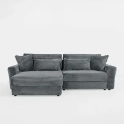 Narożniki| Narożnik sztruksowy szary NOEMI lewy