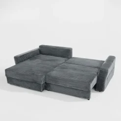 Narożniki| Narożnik sztruksowy szary NOEMI lewy