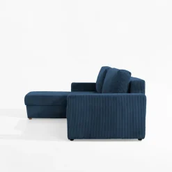 Narożnik sztruksowy z 2 pojemnikami ciemnoniebieski LIAM