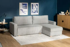 Narożnik sztruksowy z 2 pojemnikami jasnoszary LIAM