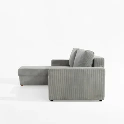 Narożnik sztruksowy z 2 pojemnikami jasnoszary LIAM