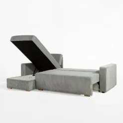 Narożnik sztruksowy z 2 pojemnikami jasnoszary LIAM