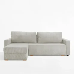 Narożniki| Narożnik sztruksowy z 2 pojemnikami jasnobeżowy LIAM